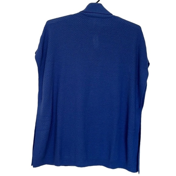 Lane Bryant Sweater Poncho Women's Plus 14/20 Blue Single Button Side Closure - Picture 2 of 11